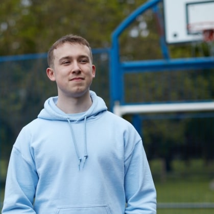 man in sweatshirt